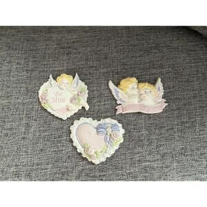 Vintage Valentine Angelic Cherubs Fridge Magnets Cupid Love Hearts Floral Lot